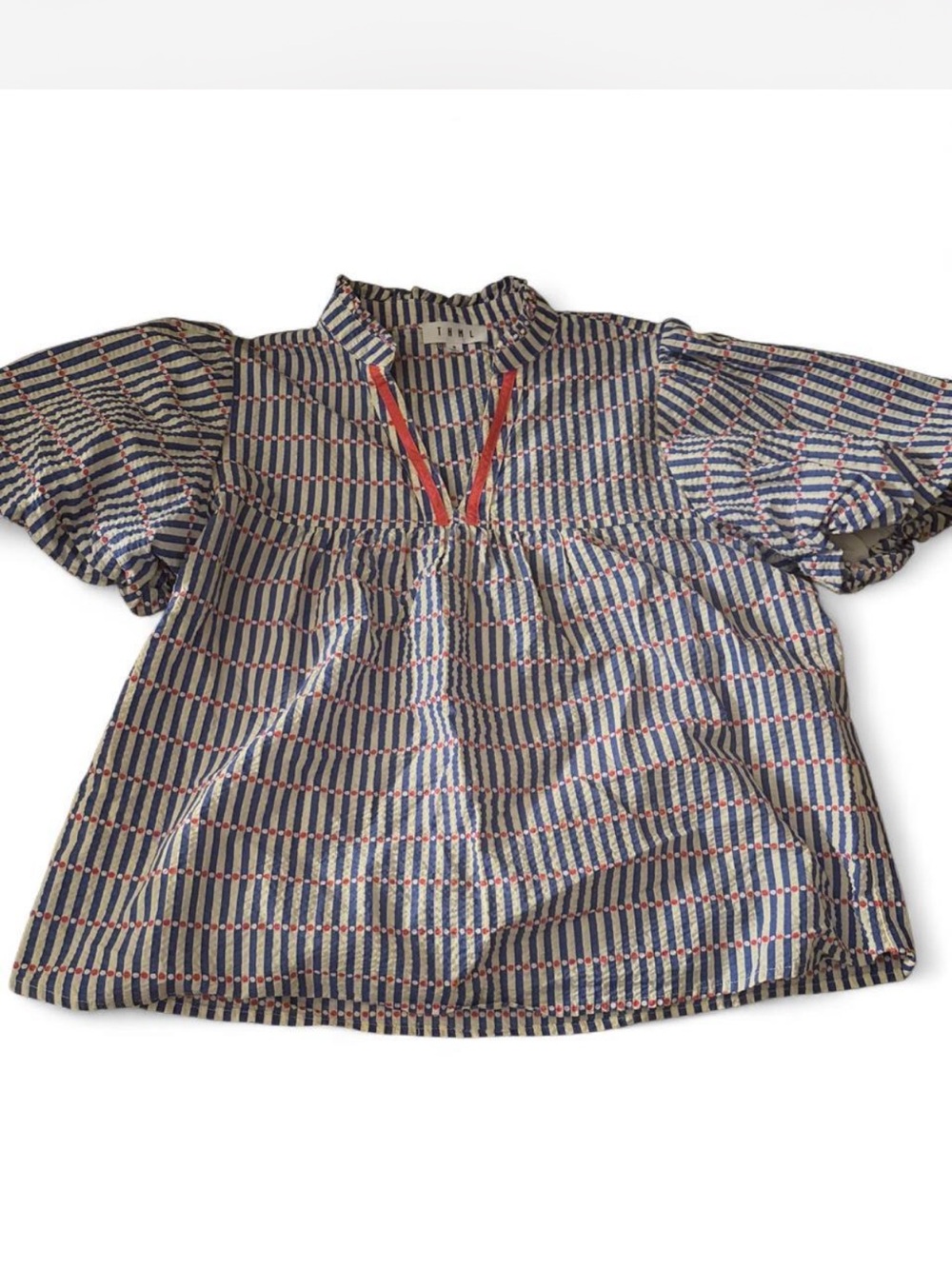 THML Blue, White & Red Trim Blouse